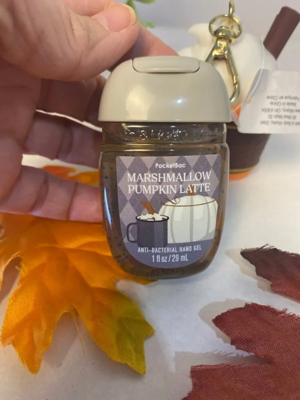 NWT “Marshmallow Pumpkin Latte” Pocket Bacs Hand Sanitizer & Pumpkin Holder BBW